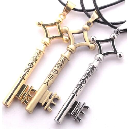 Anime Attack on Titan Erens Key Necklace Shingeki no Kyoujin Key Pendant Aot Cosplay Vintage Retro Jewelry Wholesale