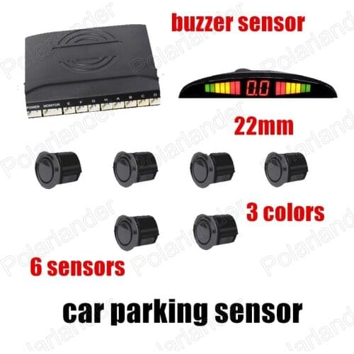 Car Video Parking Sensor Reverse Backup Radar System Alarm with 6sensors with display monitor 3 colors 22mm
