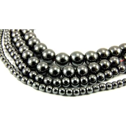 Natural Hematite Stone Bead 4mm 6mm 8mm 10mm 12mm Black Hematite Healing Crystal Beads Jewelry Making Beading 16" Full Strand