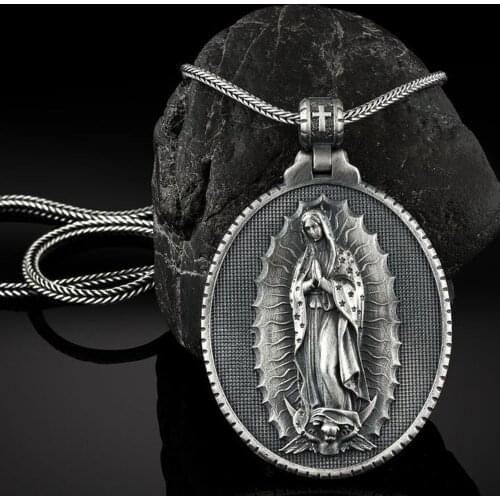 New Religious Christianity Virgin Mary Prayer Catholic Men and Women Pendant Necklace Tag Chain Necklace