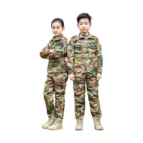2020 WW2 Children Military Uniform Tactical Combat Boy Girl Jacket Pants Sets Camouflage Jungle 2PCs Kids Special SWAT Army Suit