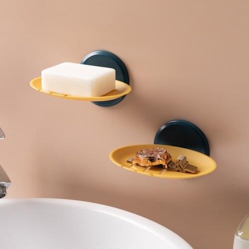 Drain Soap Box Bathroom Disc Soap Box Wall-mounted Punch-free Storage Drain Rack Bathroom Rack