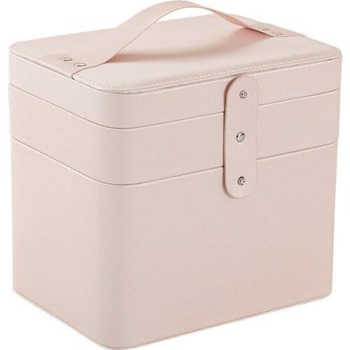 Double-Layer Cosmetic Storage Box Pu Multi-Layer Desktop Storage Box Portable Cosmetic Case Storage Jewlery Box
