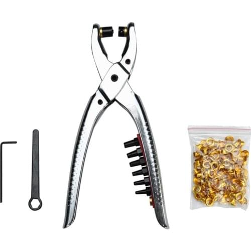 Leather Hole Punch Plier for Belts, Watch Bands, Straps Heavy Duty Rotary Puncher with Eyelets, Multi Hole Sizes Maker Tool