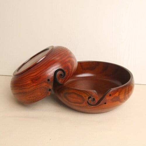 Eco-friendly Wooden Yarn Storage Bowl Organizer Knitted Crochet Wool Holder Handmade Needlework Sewing Supplies Organizer
