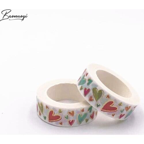 Foil Heart Washi Tape Japanese Paper DIY Planner Masking Tape Adhesive Tapes Lovely Stickers Decorative Stationery Tapes