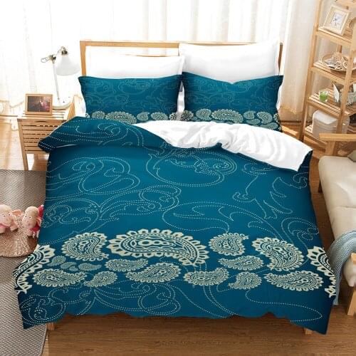 3D Print Duvet Cover Sets Dropshipping 2/3pcs (Single1Pillowcase) Boy Girl Kid With Pillowcase Datura flower NO11 Blue