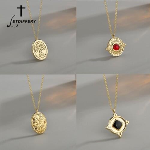 Letdiffery Vintage Cross Crystal Women Pendant Choker Golden Stainless Steel Geometry Necklace Birthday Gifts Dropshipping