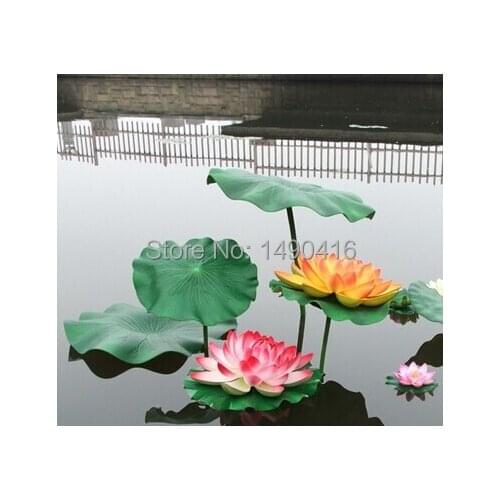 2pcs 40cm=11inch Artificial Lotus Leaf with Stem Water Lily For DIY Garden Pool Decoration dance props