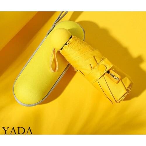 YADA 2021 Pure High Quality 8 Bones Mini Pocket Umbrella Parasol INS five-Folding Umbrellas Rain For Womens UV Umbrella YS200092
