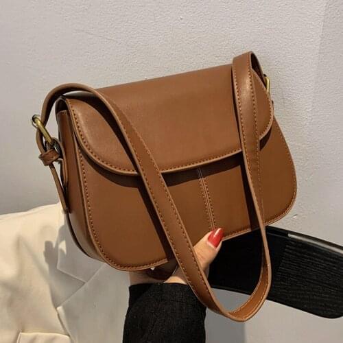 Fashion Woman Leather Shoulder Bags 2021 New Simple Handbags for Girls Solid Color Flap Bags Female Cross Body Bag Vintage Sac