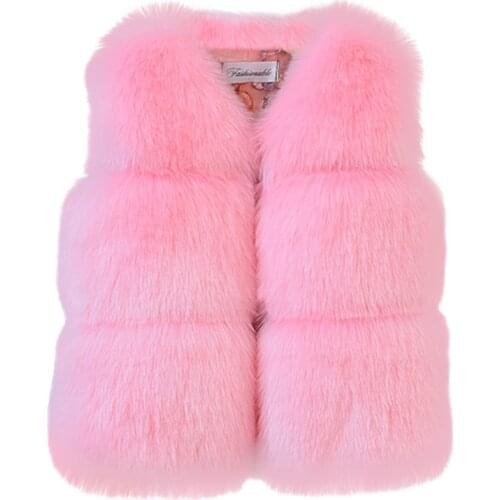 NEW Baby Girl Winter Clothes Artificial Fur Vest Coats Warm Waistcoat Kids Sleeveless Jacket Princess Outerwear 2-10 years old