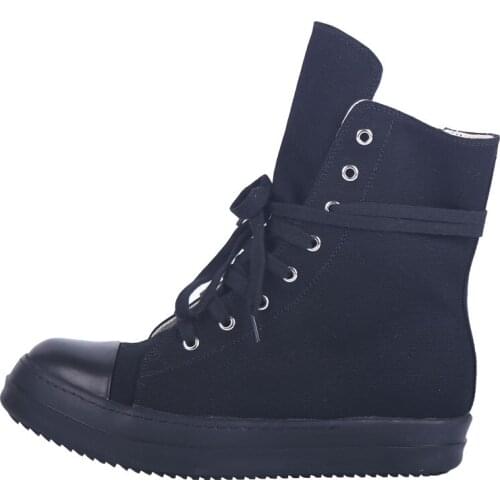 New Season Man Fashion Black High-top Lace-up Sneakers Man Leather Polyester Rubber Shoes Kanye West Street Shoes