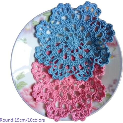 New lace cotton table place mat crochet coffee round placemat pad xmas Christmas drink coaster cup mug tea dining doily kitchen