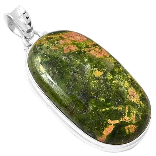 Genuine Unakite Pendant 100% 925 Sterling Silver Jewellery AP0883