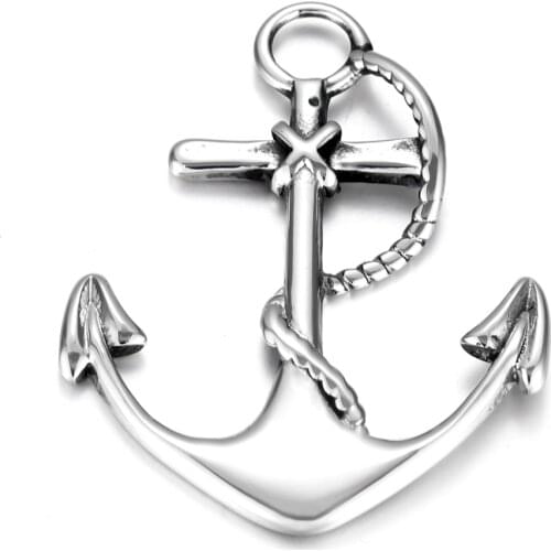 Stainless Steel Anchor Pendant Polished Charms 5mm Hole DIY Neckalce Pendants Hook Accessories Jewelry Making Supplies