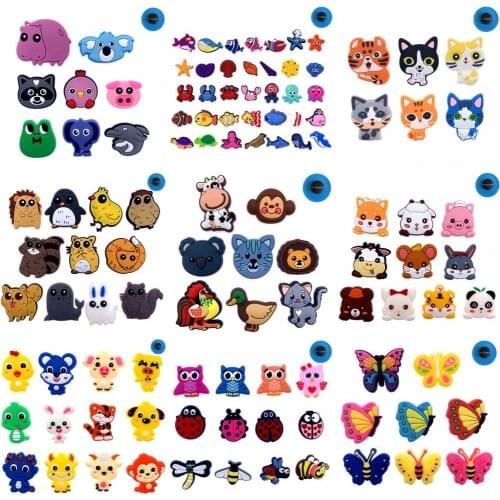 4-12PCS/Set Animal PVC Shoes Charms Cartoon Shoe Decoration For Kids Gifts Butterfly Cat Dog Monkey Croc Accessories