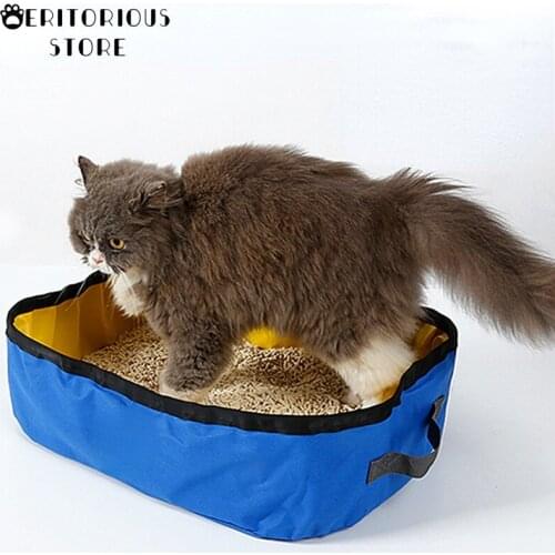 Portable Toilet with Cover Pet Accessories Home Easy Clean Outdoor Camping Cat Litter Box Waterproof Folding Oxford Cloth Soft