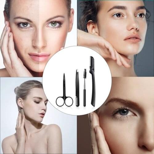 Practical Eyebrow Trimming Scissors Novice Stainless Steel Three-dimensional Beauty Tool Portable Safety Set