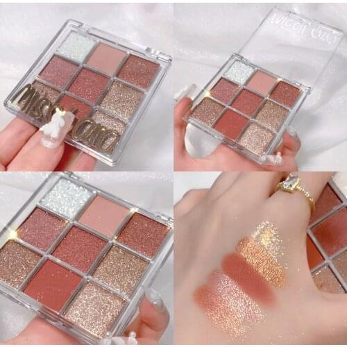 9 Color Pressed Matte Glitter Eyeshadow Palette Waterproof Long-lasting Eyeshadow Pigment Diamond Shimmer Nude Shiny Makeup