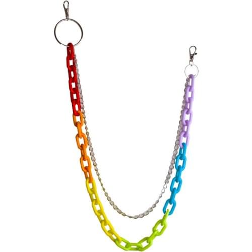 Rainbow fluorescent green pants chain plastic acrylic resin chain punk style hip-hop hanging chain