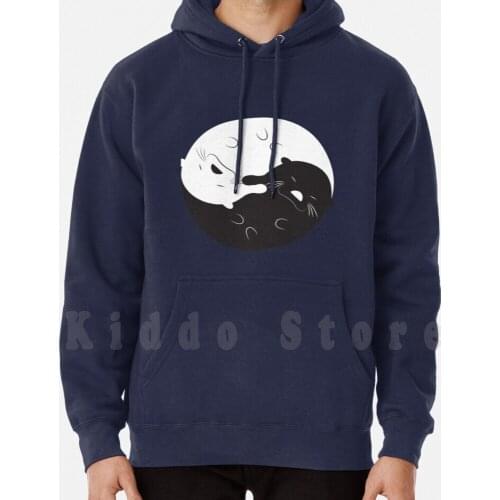 Balanced Otters hoodies long sleeve Yin Yang Black And White Otters Male Female Balance Good And Evil Otters