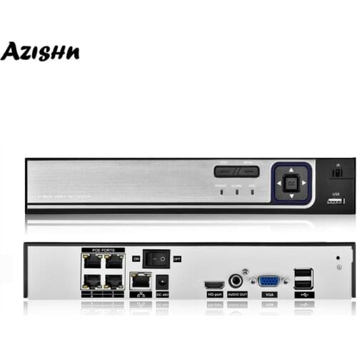 AZISHN H.265+ 48V POE NVR 4CH/8CH 5MP Audio Surveillance Face Detection IP Camera CCTV System ONVIF P2P Network Video Recorder