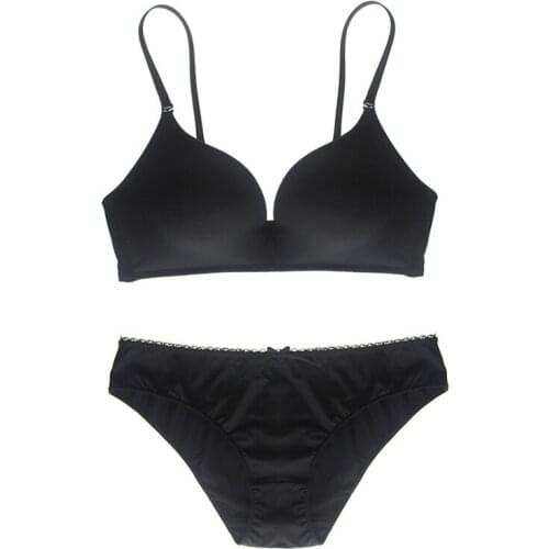 Y-Back Sexy Lingerie Lace Bra Set 2 Color Size A~C Plain Luxurious Embroidery Push Up Bra Brand Designer Bra women Underwear Set