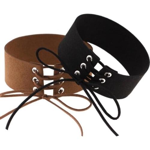 Halloween Hen Party Cos Fancy Dress Punk bind necklace sexy women wide velvet lace-up neck chain collars event Christmas gift