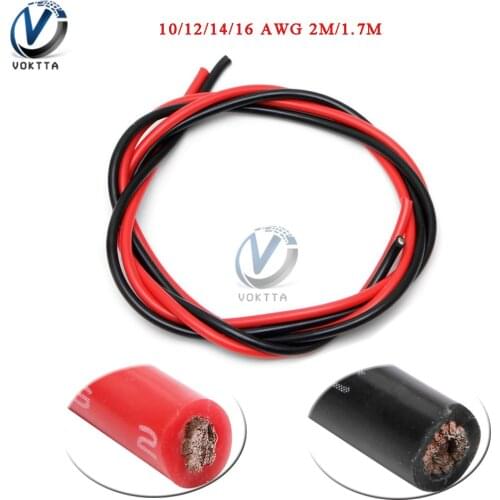 1 Set 10/12/14/16 Gauge AWG Electrical Wire Soft Silicone Cable Temperature Resistance Flexible Copper Cable Black + Red (1M/85)