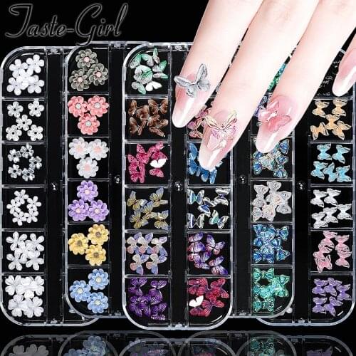 1 Box Mixed Glitter Nail Art Decorations Rhinestones Flower Butterfly Charms For Fake Nails Accesoires Supplies Manicure Set