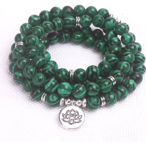 108 Mala Beads Women Yoga Bracelet Dropshipping Malachite Men Bracelet Chakra Healing Stone Jewelry Trendy
