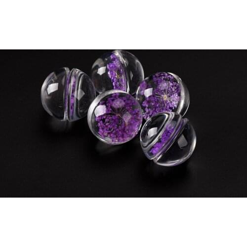 20# No-Hook Natural Dried Flower with Glass Bead flower For DIY Earrings Bracelet Necklace Jewelry Making Beads #IZ332