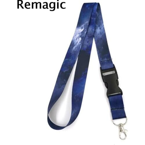 20pcs Nebula Starry Sky Keychain Lanyards Id Badge Holder ID Card Pass Gym Mobile Phone Badge Holder Key Strap webbing ribbons