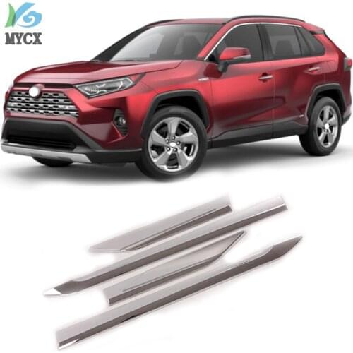 ABS Chrome Door Body Molding Fit For Toyota RAV4 RAV 4 2019 2020 Car Accessories Side Strips Trim Cover