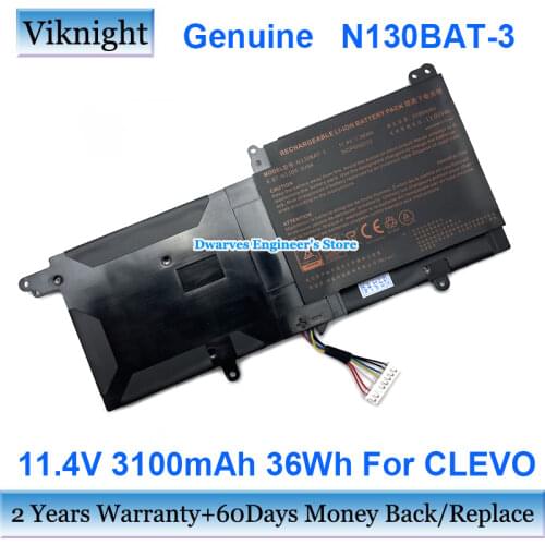 Genuine N130BAT-3 Laptop Battery For Clevo N130BU N130WU N131BU N131WU NP3130 6-87-N130S-3U9 6-87-N130S-3U9A Battery 11.4V 32Wh