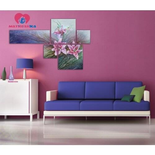 Diamond painting flowers Tulips 5d diy diamond painting crystal Pattern rhinestones diamond mosaic triptych Picture modular