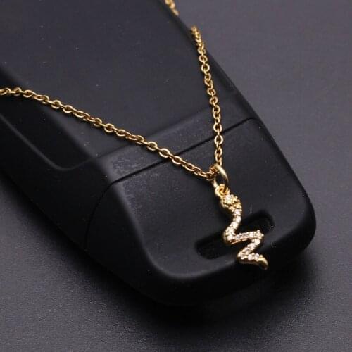 Snake Type Full Of Diamonds Necklace Copper Gold-plated Pendant Choker Stainless Steel Chain For Women 2021 Fashion Jewelry