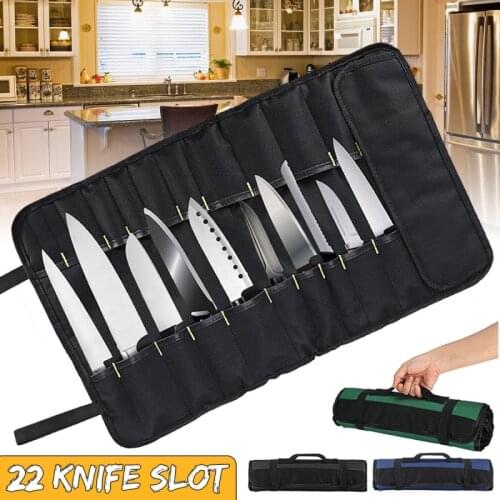 Carry Case Bag Chef Knife Bag Kitchen Cooking Portable Durable Storage Pockets Black Blue Green Roll Bag New 3 Color