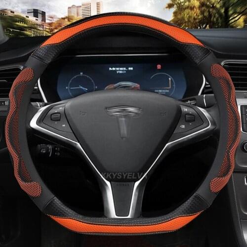 D shape For Tesla Model 3 2017 2018 2019 2020 Car Steering Wheel Cover Non-slip Microfiber Leather Auto interior Accessories