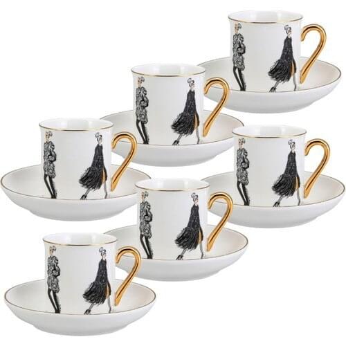 Emsan Girl Power 6lı Coffee Cup Pad Traditional Turkish coffee Cup Pad Set