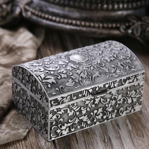 Europe rectangle alloy metal jewelry box organizer makeup storage box travel jewelry box for home table decoration Z098