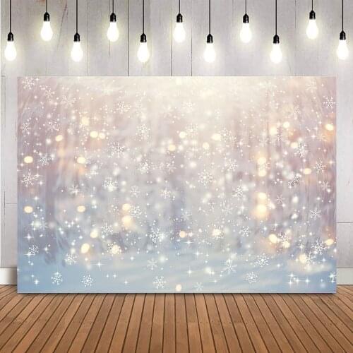 Winter Snowflake Backdrop Glitter Bokeh Shining Dots Background for Photo Studio Newborn Kids Baby Shower Birthday Background