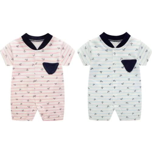 Summer Baby Rompers 2021 Cotton Short Sleeve Clothes For Boys And Girls Newborn Climibing Jumpsuits Gentleman Boy Costume 0-18m