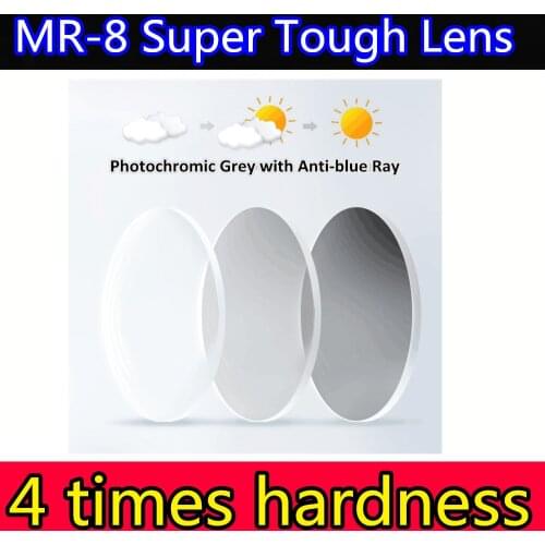High quality MR-8 super tough 4 times hardness 1.56 1.61 1.67 Anti-blue light photochromic optical prescription aspheric lens