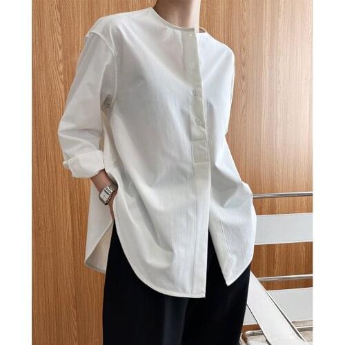 Luxi Design Sense Non-Mainstream round Neck Pullover Shirt Women 2020 Autumn New Style Loose Lazy Profile Shirt 656