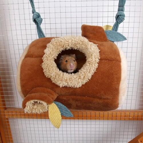 Small Pet Cashmere Stump Shaped Hanging Nest Winter Warm Tunnel Hammock For Hamster And Guinea Pig70