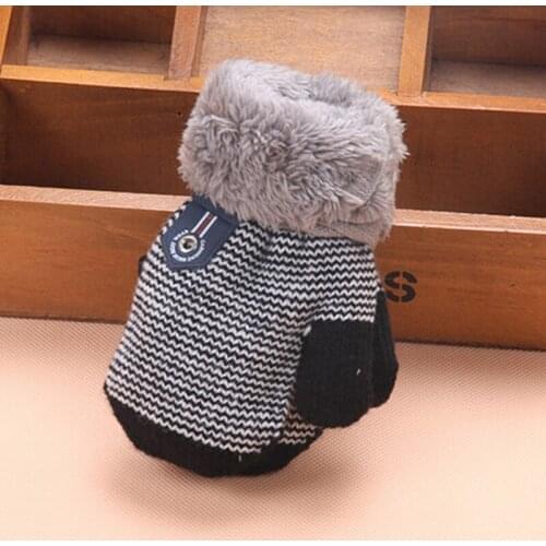 0-3 Y Cute Cartoon Bear Baby Gloves Winter Knitted Wool Infants Mittens Thicke Warm Full Rope Gloves For Boys Girls Toddlers