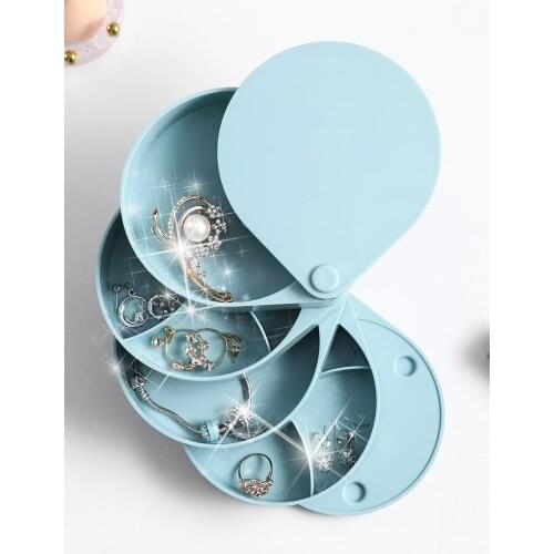 Multi-layer Rotating Jewelry Organizer Simple Desktop Earring Storage Box Plastic Necklace Bracelet Container
