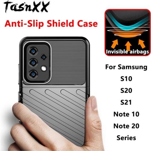 For Samsung Galaxy S21 S20 Ultra FE S10 Plus 5G Anti Slip Soft Silicone Shield Phone Case for Note 20 10 Protector Bumper Shell